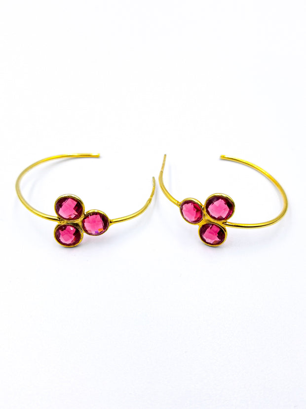 Pink Chalcedony Hoops - Elsavida